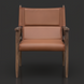 Modern Surya Chole accent chair with a brown leather top and natural mango wood base.