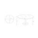 Surya Anatalia round dining table with black polished marble top and black iron base, showing dimensions.