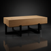 Surya Lowmax coffee table with a brown mango wood top and black cast iron base.