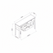 Technical drawing of the Surya Anello Console Table, showing dimensions, brown top, and two drawers.