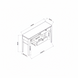 Technical drawing of the Surya Anello Console Table, showing dimensions, brown top, and two drawers.
