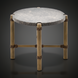Round Surya Porta End Table with dark brown matte stone top, brown aluminum legs, and PE rope accents.