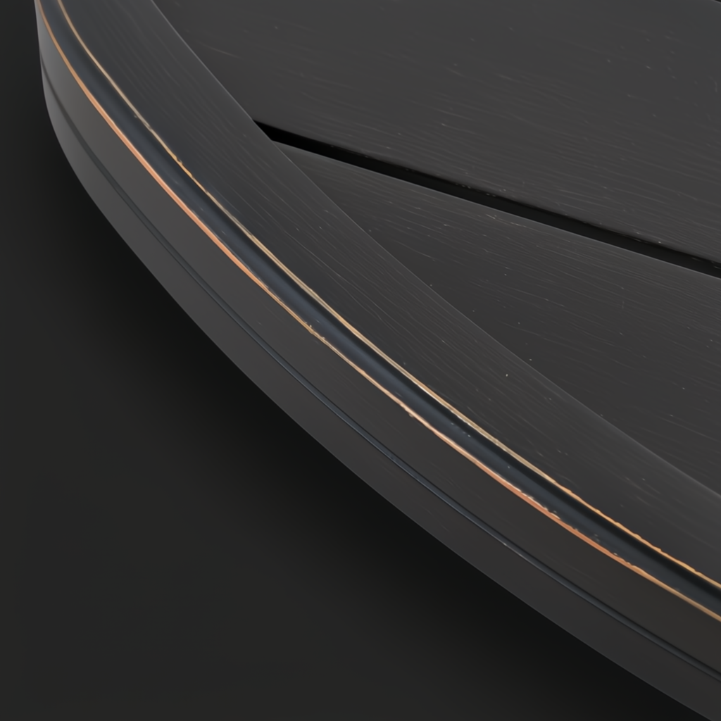 Close-up of the Surya Fairborn outdoor coffee table, showing its round black hand-painted aluminum edge and slatted top.