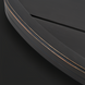 Close-up of the Surya Fairborn outdoor coffee table, showing its round black hand-painted aluminum edge and slatted top.