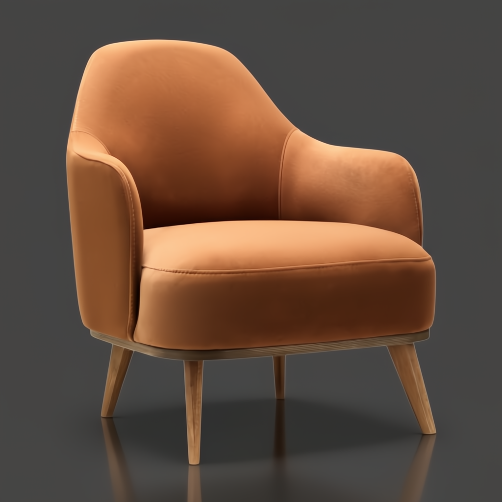 Surya Fantino accent chair with brown polyester upholstery and camel beechwood base.