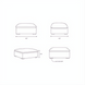 Line drawings of the Avington ottoman showing its 45" wide, 18.9" high dimensions from four angles.