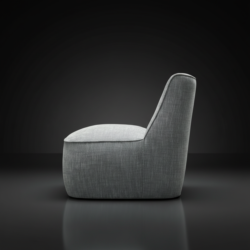 Surya Adalei modern accent chair with gray polyester-linen cover and minimalist design.