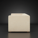 Surya Amory modern beige fabric sofa with clean lines and a refined profile, side view.