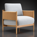 Surya Brielle accent chair with light blue polyester upholstery and a brown ash wood base.