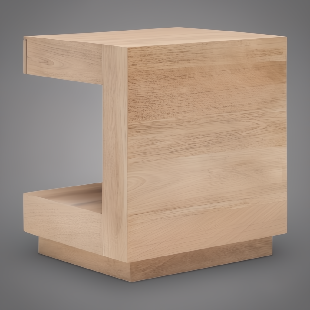 Surya Coburn End Table: minimalist modern brown lacquered mango wood table with open storage.