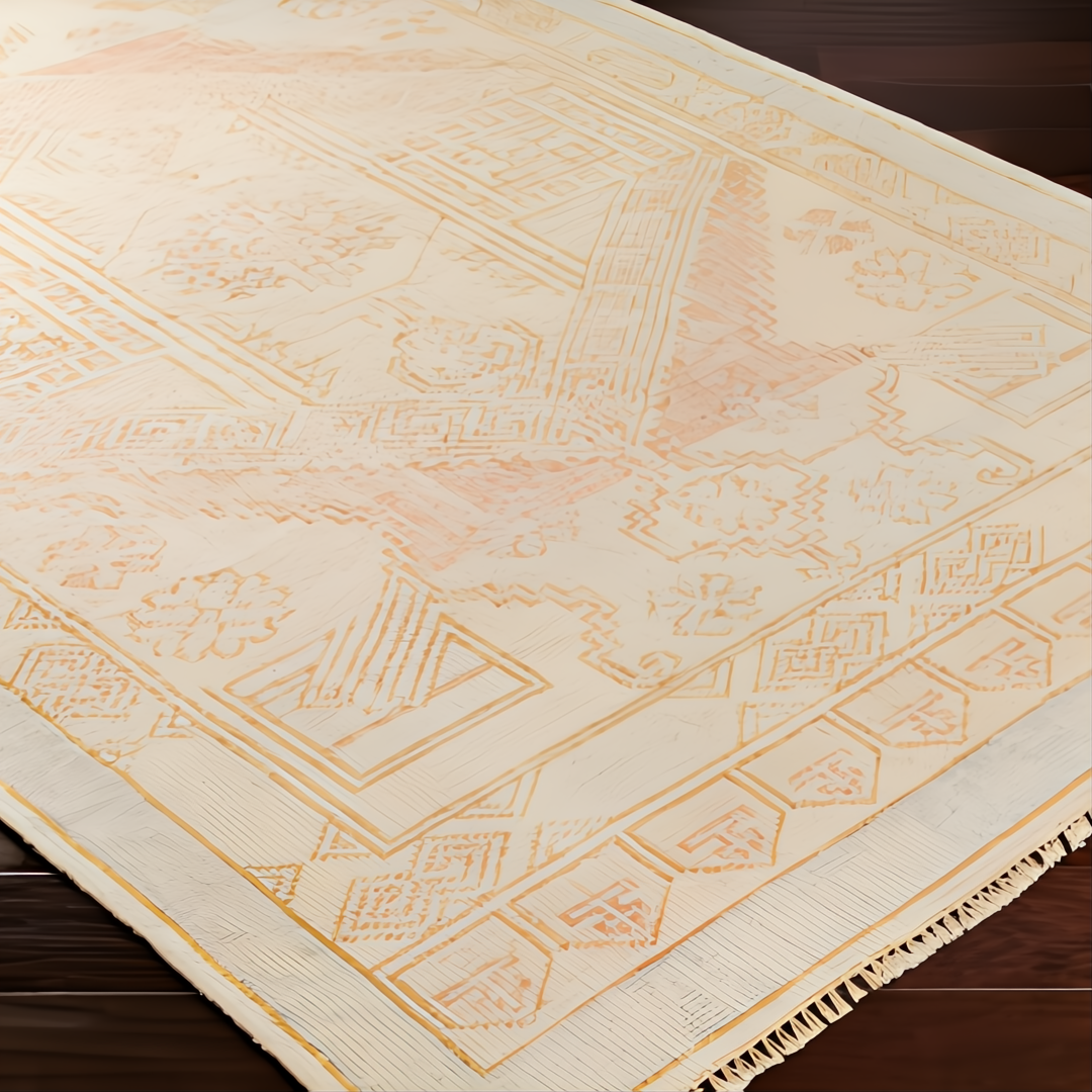 Surya Anadolu AAU-2307 hand-knotted wool and viscose area rug with traditional cream and peach pattern.