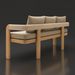 Surya Palma outdoor bench with beige Sunbrella cushions, teak wood base, and PE rope detail.