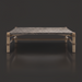 Surya Porta outdoor coffee table with charcoal matte stone top, brown aluminum base, and PE rope detail.