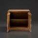 Surya Lulea Cabinet, beige natural ash wood veneer with open 3D patterned doors and adjustable shelf.