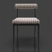 Surya Antibes outdoor dining chair with black powder-coated aluminum base and striped Sunbrella acrylic cushions.