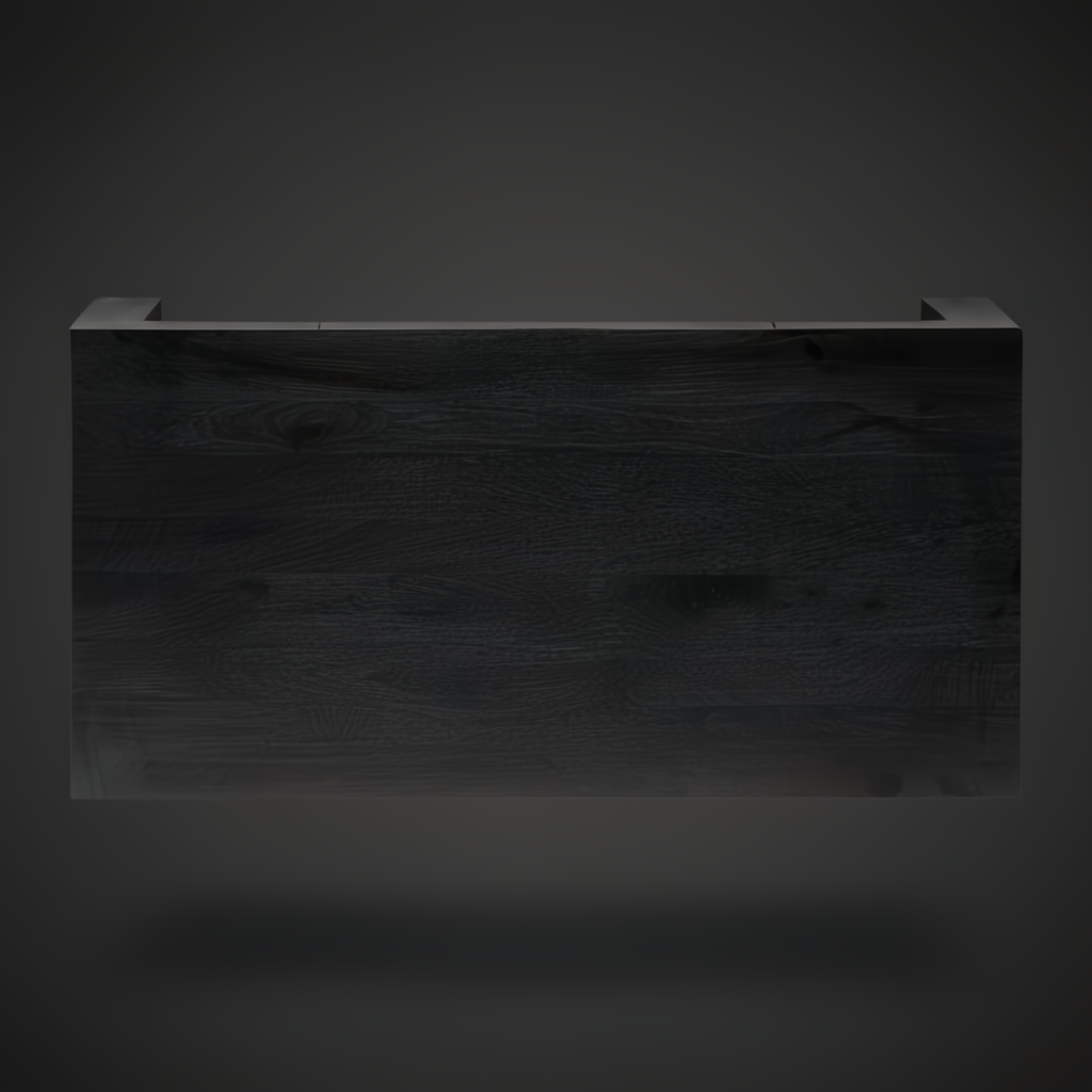 Surya Coburn black brushed mango wood coffee table with visible wood grain, 48" wide.