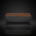 Surya Anello rectangular coffee table with brown wood veneer top and black/metallic brass steel base.