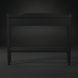 Black Surya Doheny console table with gallery top, soft-close drawer, and shallow tray shelf.