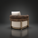 Surya Porta Swivel Chair with cream Sunbrella cushion, brown handwoven PE wicker, and aluminum base.