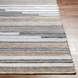 Hand-woven Surya Azalea AZA-2334 rug with contemporary gray, white, and beige striped recycled PET yarn.