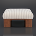 Surya Lunara Ottoman with a cream polyester cover, brown vertical stripes, and a brown stained rubber wood base.