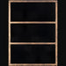 Rectangular Surya Alchemist wall decor with a hammered gold iron frame and three black panels.