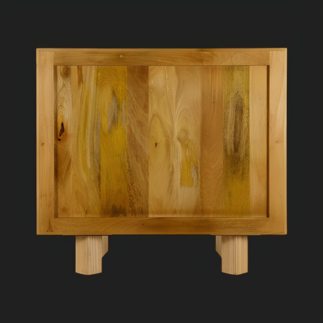 Surya Scalene Cabinet: minimalist modern eucalyptus veneer and MDF cabinet with clear natural finish.