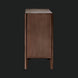 Side view of a compact brown lacquered mango wood Surya Ronan cabinet with a modern, minimalist design.