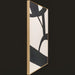 Surya Aasmaa AAM-003, a vertical hand-painted abstract wall art with black design on white canvas and a matte brown frame.