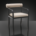 Surya Antibes dining chair with black aluminum frame and light beige Sunbrella upholstery.