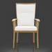 Surya Cape Town outdoor dining chair with white Sunbrella cushions and wheat hand-painted aluminum frame.