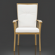 Surya Cape Town outdoor dining chair with white Sunbrella cushions and wheat hand-painted aluminum frame.