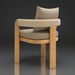 Surya Palma dining chair with taupe Sunbrella upholstery, teak wood frame, and woven rope armrests.