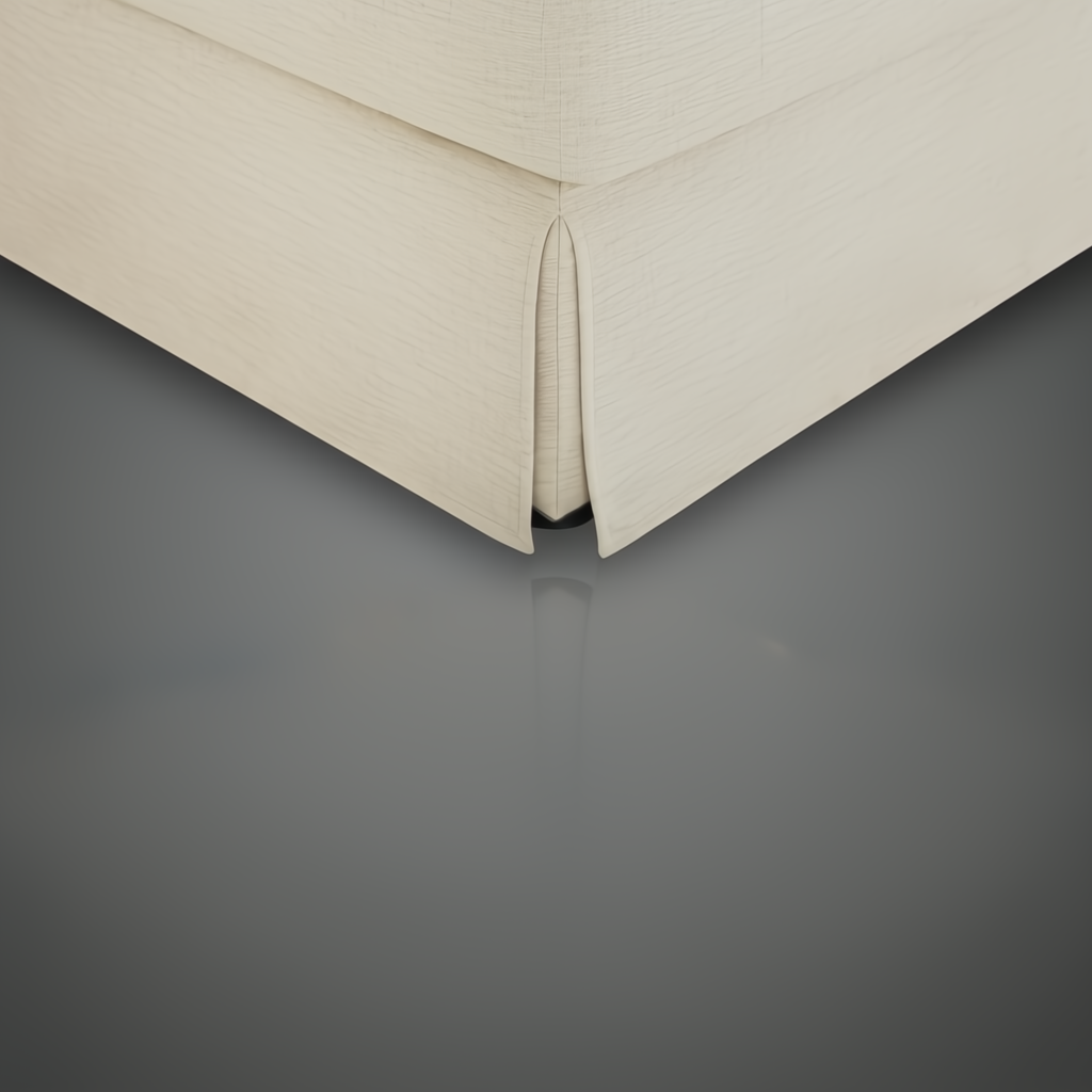 Close-up of the taupe polyester upholstered base of the Surya Elenora Modular Chair, showing its structured skirt design.