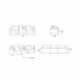 Line drawing of the Surya Avington Slipcover Sofa, showing front, side, and top views with dimensions.
