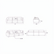 Line drawing of the Surya Avington Slipcover Sofa, showing front, side, and top views with dimensions.