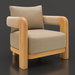 Surya Palma outdoor accent chair with beige Sunbrella cushions, teak wood frame, and PE rope-wrapped arms.