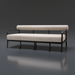 Surya Antibes 81" wide outdoor sofa with beige Sunbrella upholstery and a sleek black aluminum frame.