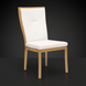 Surya Cape Town outdoor dining chair with wheat finish aluminum frame and white Sunbrella cushions.