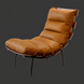 Surya Laval Accent Chair, modern brown leather lounge chair with black lacquered iron base.