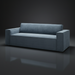 Surya Aira contemporary navy polyester sofa with a brown rubber wood base.
