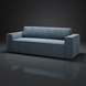 Surya Aira contemporary navy polyester sofa with a brown rubber wood base.