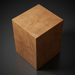 Surya Brax end table, a compact brown lacquered acacia cube with natural wood grain.