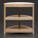 Surya Rosemary console table with a white marble top and light mango wood base, featuring two curved shelves.