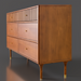 Madri dresser with a brown finish, minimalist modern design, and six drawers with gold pulls.