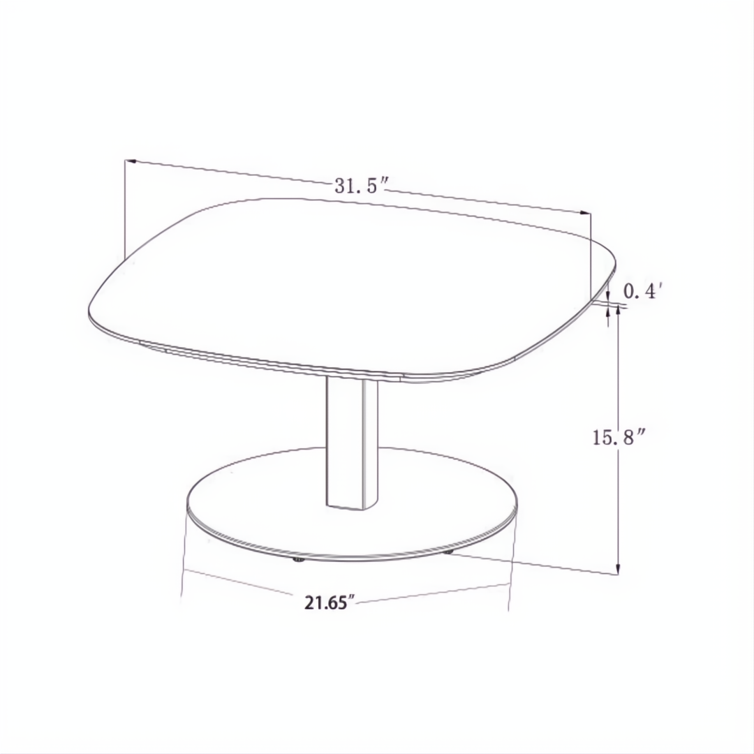 Surya Daniella outdoor coffee table with gray matte stone top and gray aluminum base, showing dimensions.