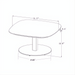 Surya Daniella outdoor coffee table with gray matte stone top and gray aluminum base, showing dimensions.