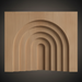 Light brown hemlock wood panel with five carved concentric arches.