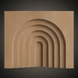 Light brown hemlock wood panel with five carved concentric arches.