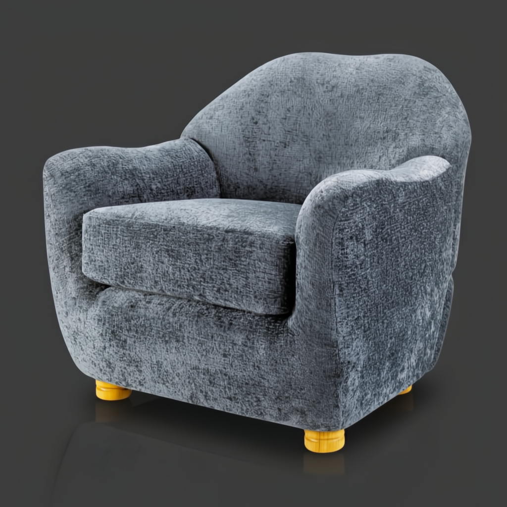 Surya Perch Accent Chair, minimalist modern design with medium gray polyester upholstery and light brown wooden feet.
